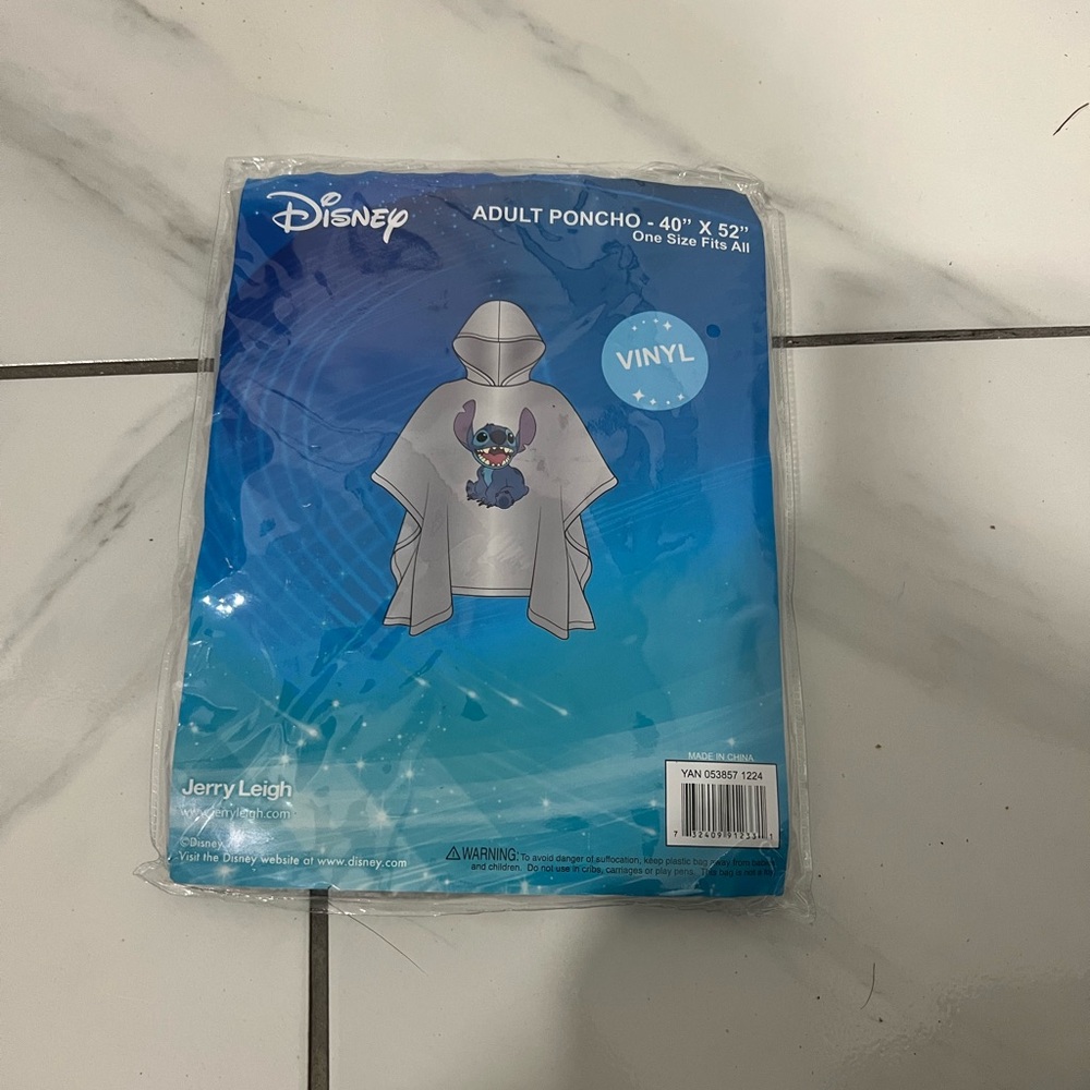 Disney Blue and Gray Stitch Vinyl Poncho